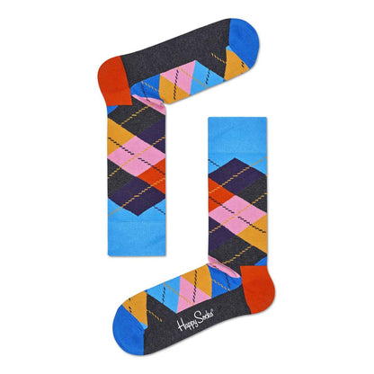 Happy Socks ARY01-6005 Colourful Argyle Crew Socks Unisex Cotton Patterned Socks