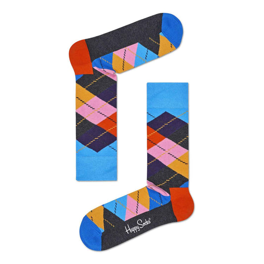 Happy Socks ARY01-6005 Colourful Argyle Crew Socks Unisex Cotton Patterned Socks