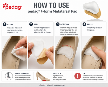 Pedag T-Form Metatarsal Pad Supports Cushions for Arch Relief