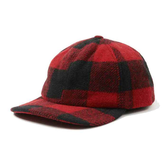 Crown Cap 1-46672 Buffalo Check Black/Red Wool Aviator Hat