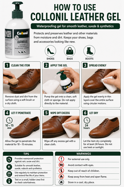 Collonil Leather Gel 230ml Pump Classic Repels Dirt