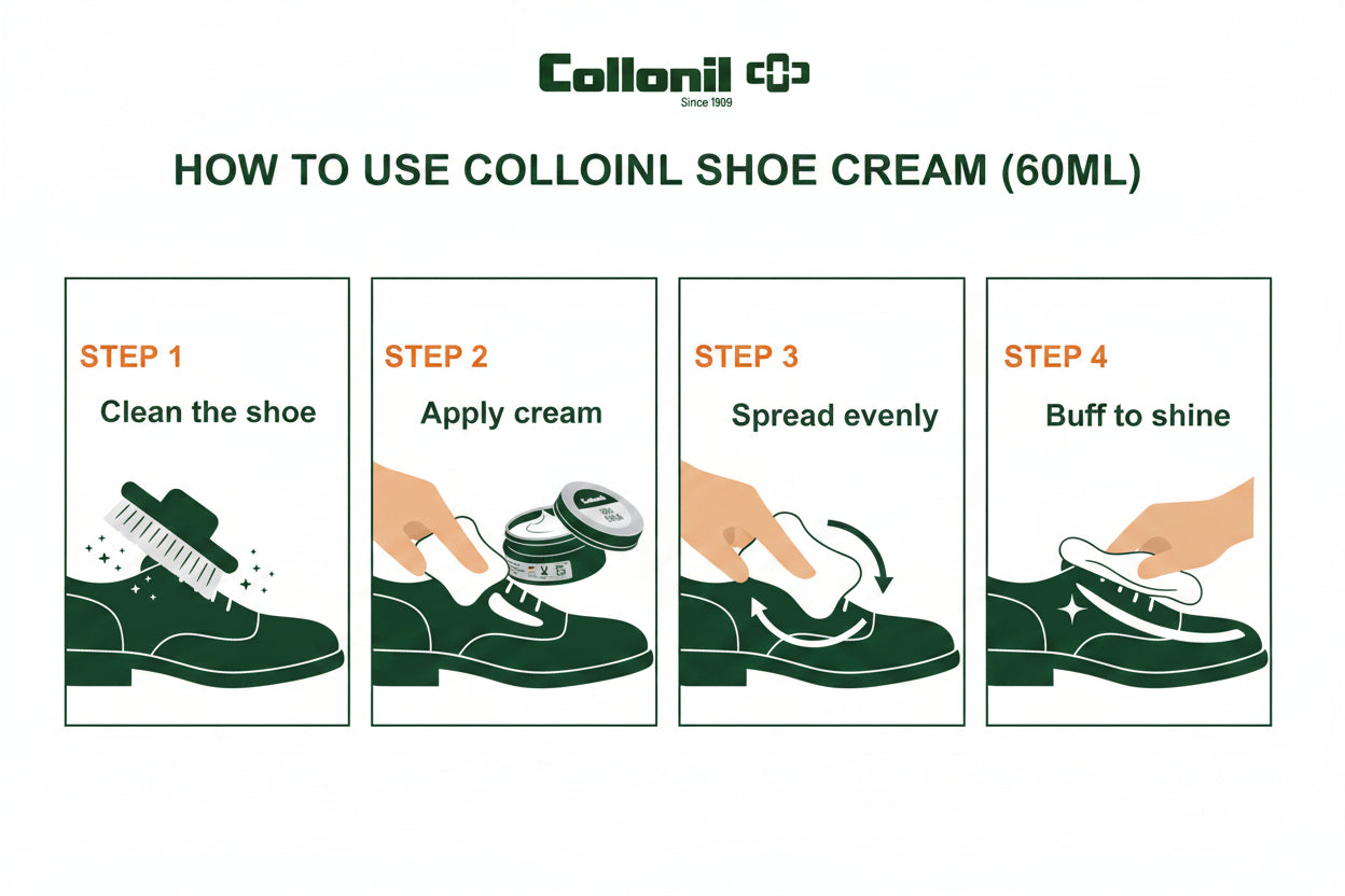 Collonil Shoe Cream 60ml Leather & Synthetic Shoe Polish Nourishing Shine