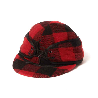 Crown Cap 1-1701 Buffalo Check Hat Black/Red with Tie