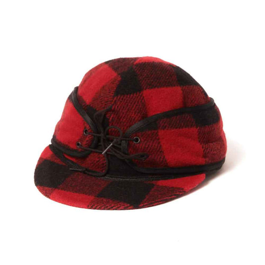 Crown Cap 1-1701 Buffalo Check Hat Black/Red with Tie