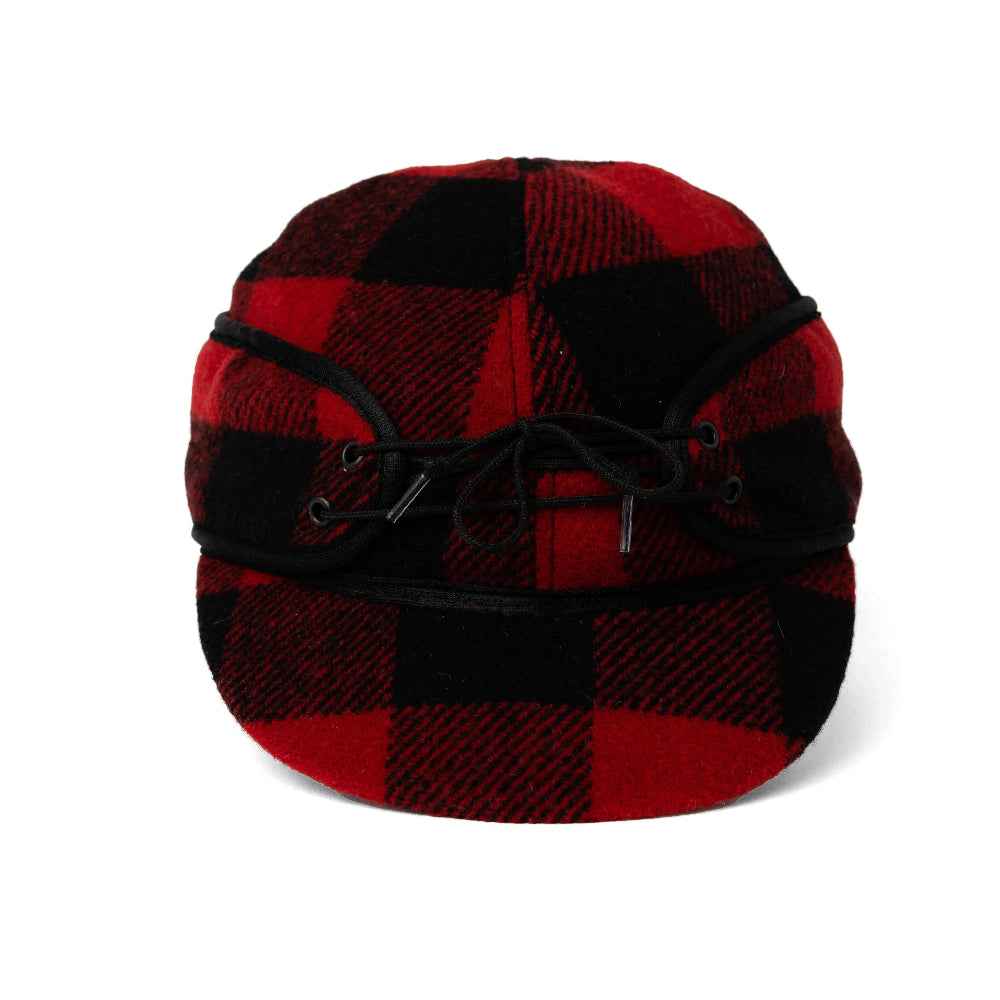 Crown Cap 1-1701 Buffalo Check Hat Black/Red with Tie