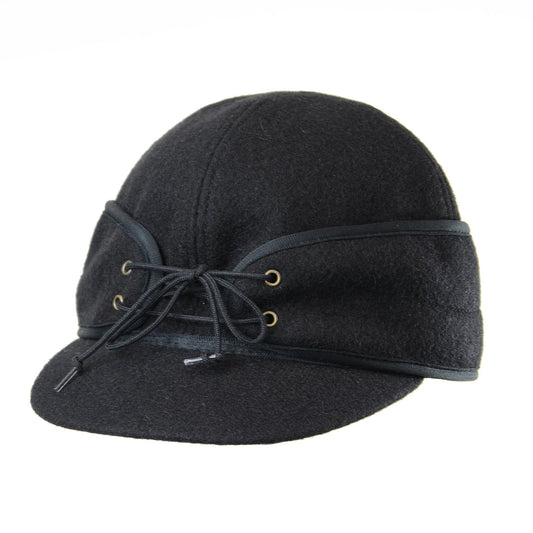 Crown Cap Wool Solid Railroad Cap Black Classic Outdoor Hat