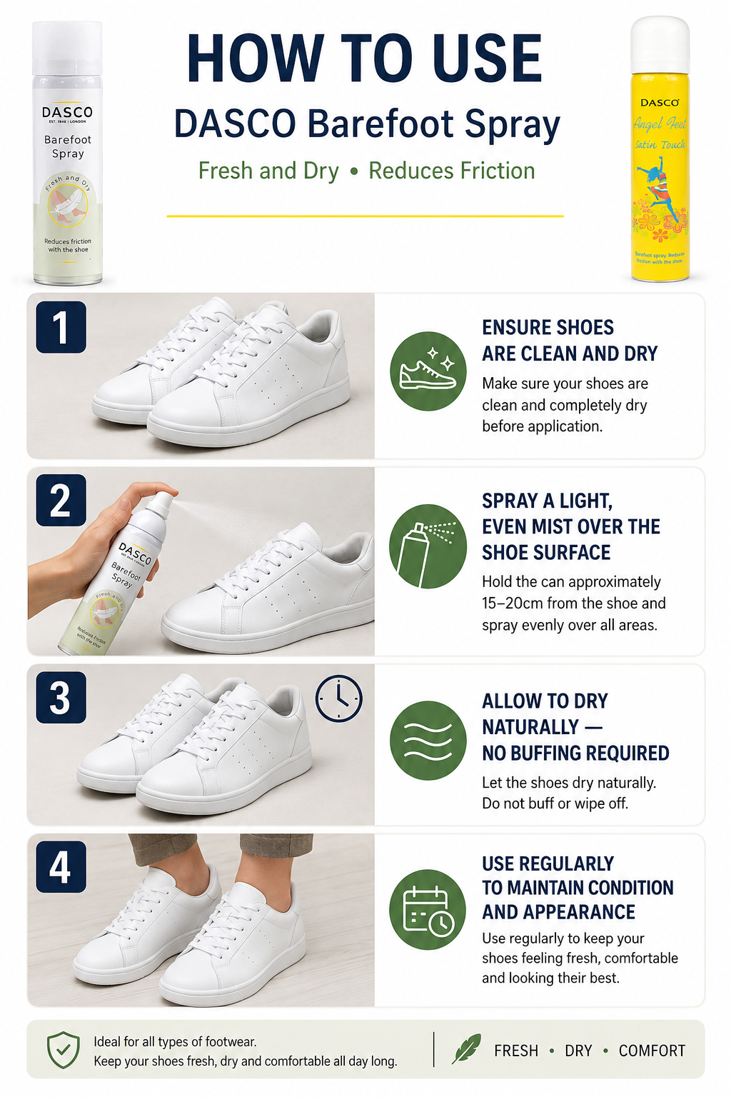 Dasco Barefoot Shoe Spray 75ml Satin Touch
