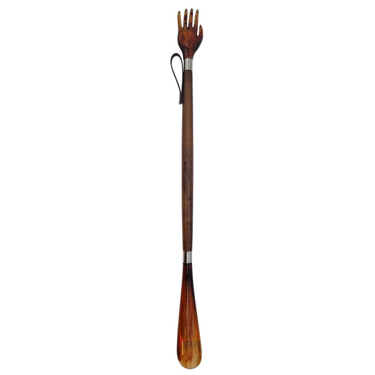 Decorative Hand-Shaped Shoe Horn with Leather Stem