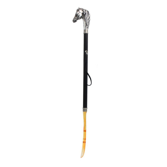 Decorative Metal Horse Head Shoe Horn with Leather Stem