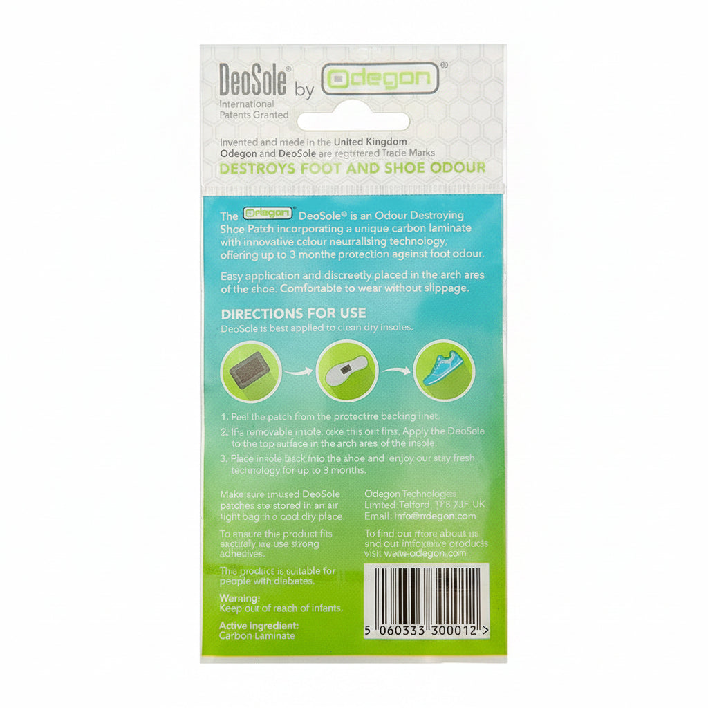 DeoSole Destroys Foot and Shoe Odour Shoe Patch 2 Pack
