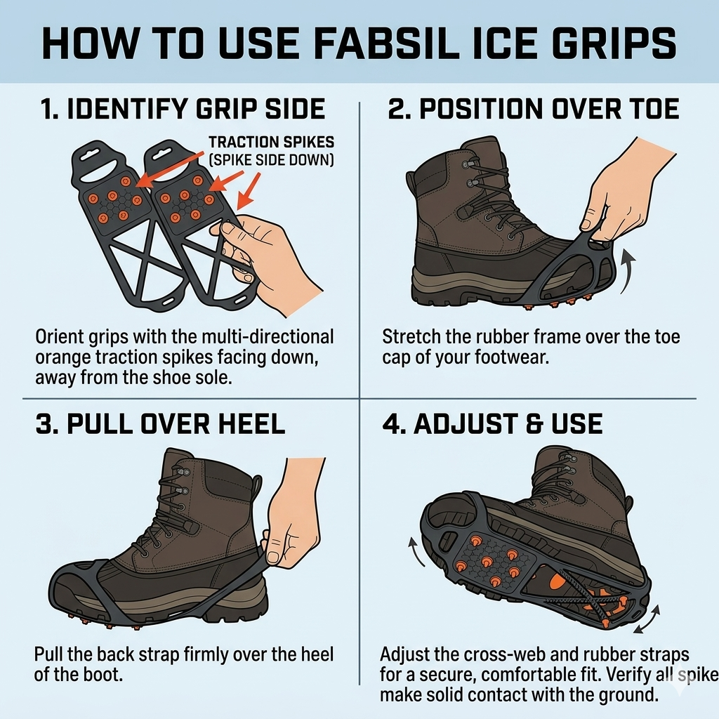 Fabsil Ice Grips Anti-Slip Boot Grips for Snow & Ice