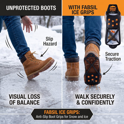 Fabsil Ice Grips Anti-Slip Boot Grips for Snow & Ice