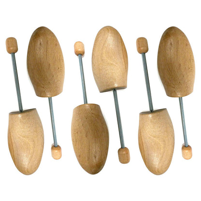 3 Pairs Wooden Shoe Trees with Spiral Spring