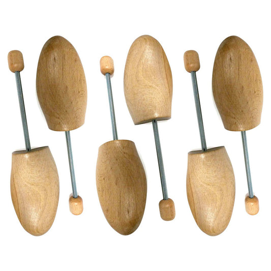 3 Pairs Wooden Shoe Trees with Spiral Spring