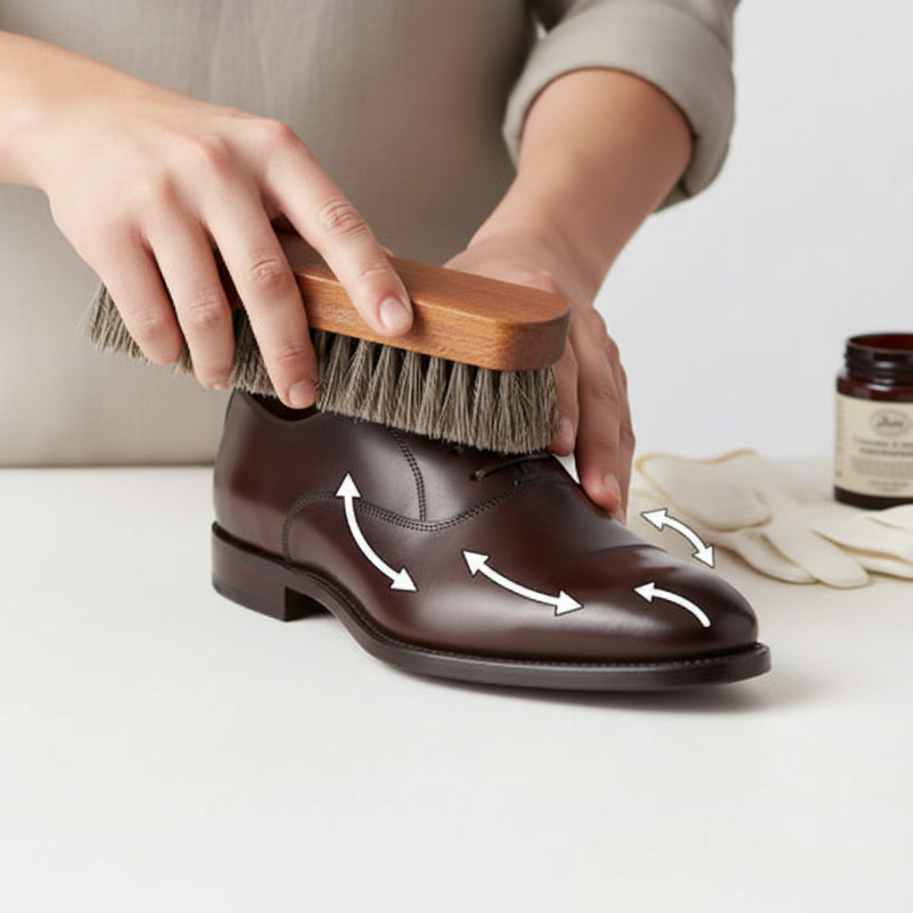 G.H. Bass Buffing Brush Natural Horsehair Shine Shoes & Boots Easily
