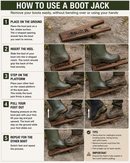 Harkila Boot Jack Dark Brown Sturdy Hardwood Boot Remover