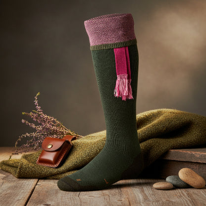 Harkila Sporting Estate Socks Bottle Green/Pink