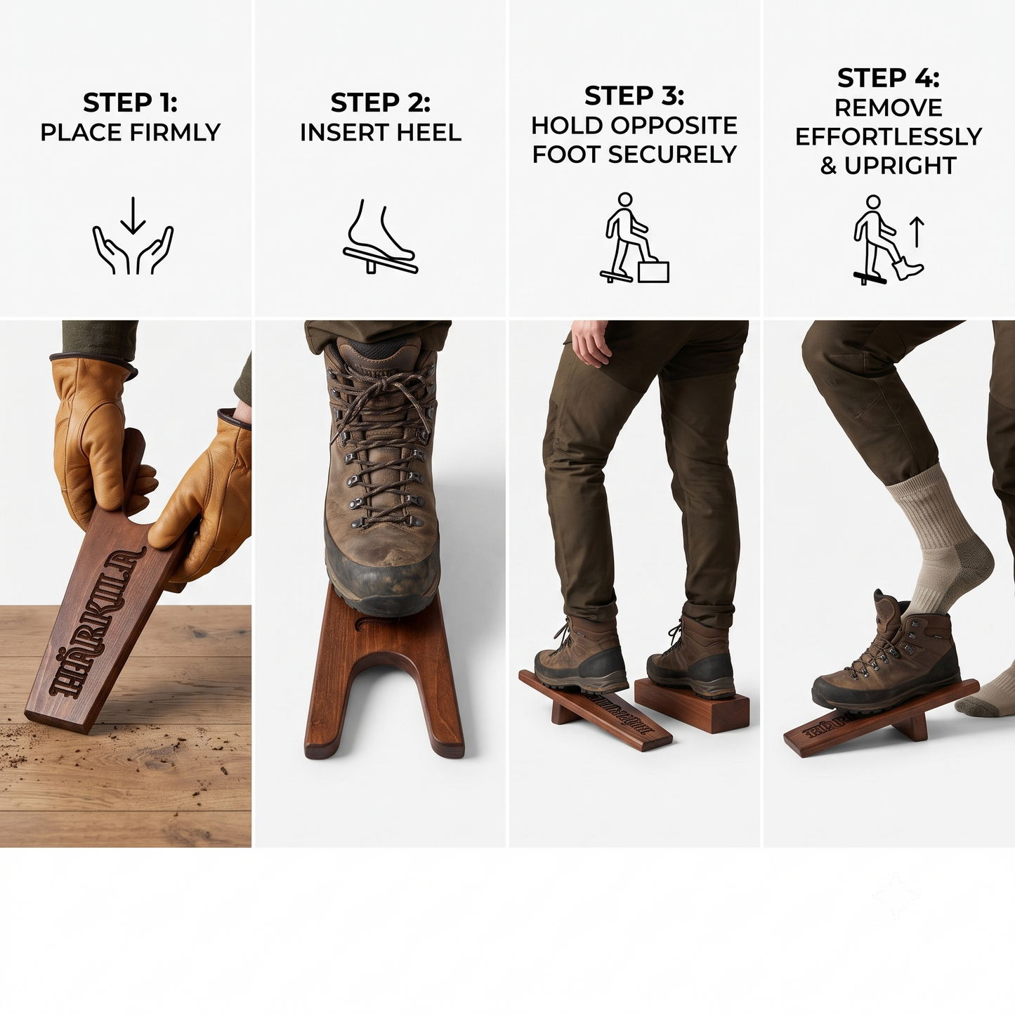 Harkila Boot Jack Dark Brown Sturdy Hardwood Boot Remover