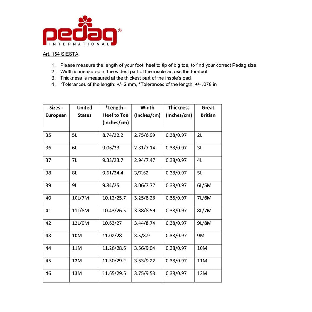 Pedag Siesta Full Length Flexible Orthotic Insole