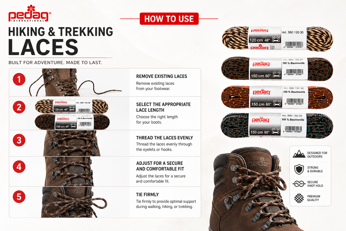 Pedag Hiking & Trekking Laces | 120cm & 150cm Boot
