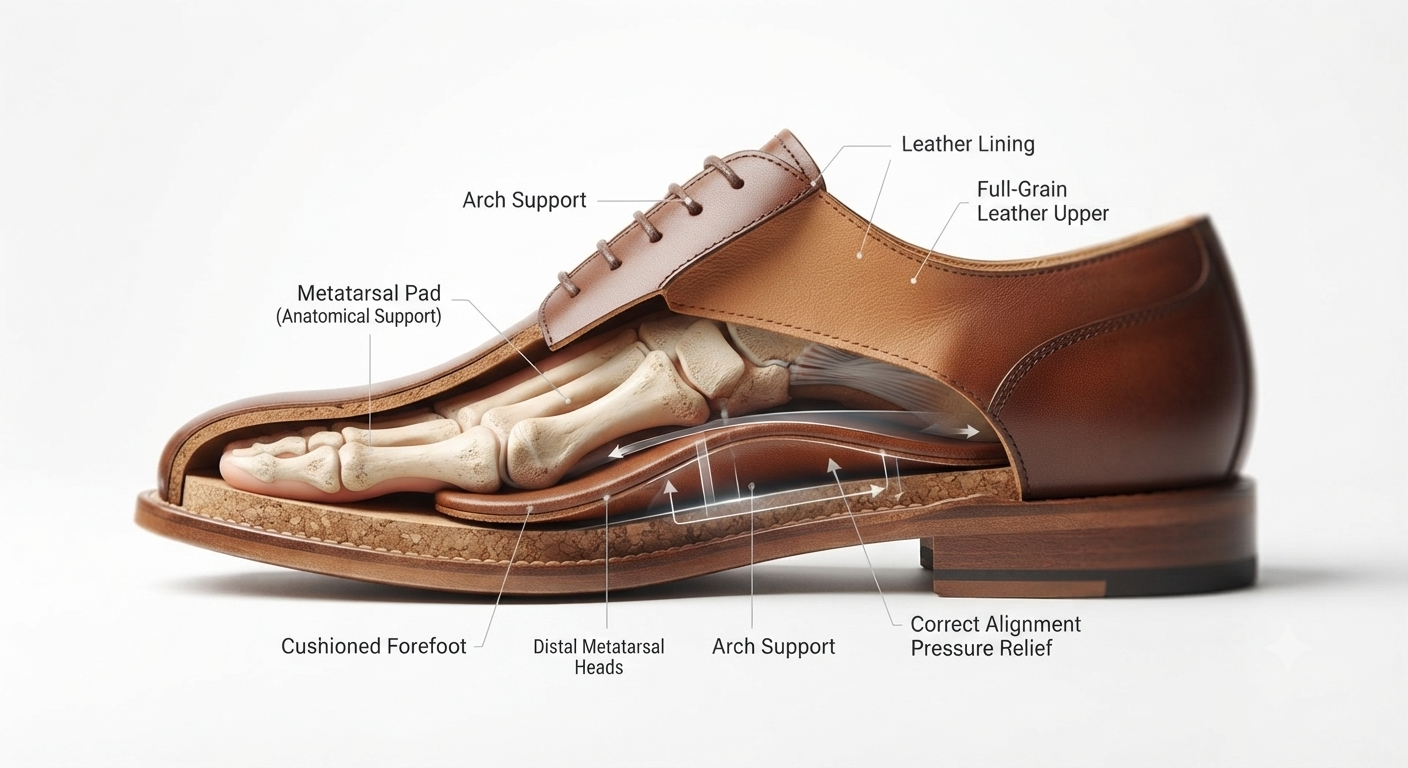 Metatarsal Pad Pedag Drop - Leather Support for Splayfoot in Shoes and Boots