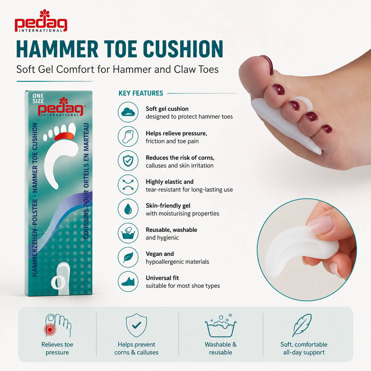 Pedag Hammer Toe Cushion Soft Gel Support