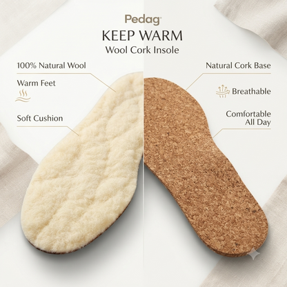Pedag Keep Warm Wool Cork Insole - 100% Wool & Natural Comfort