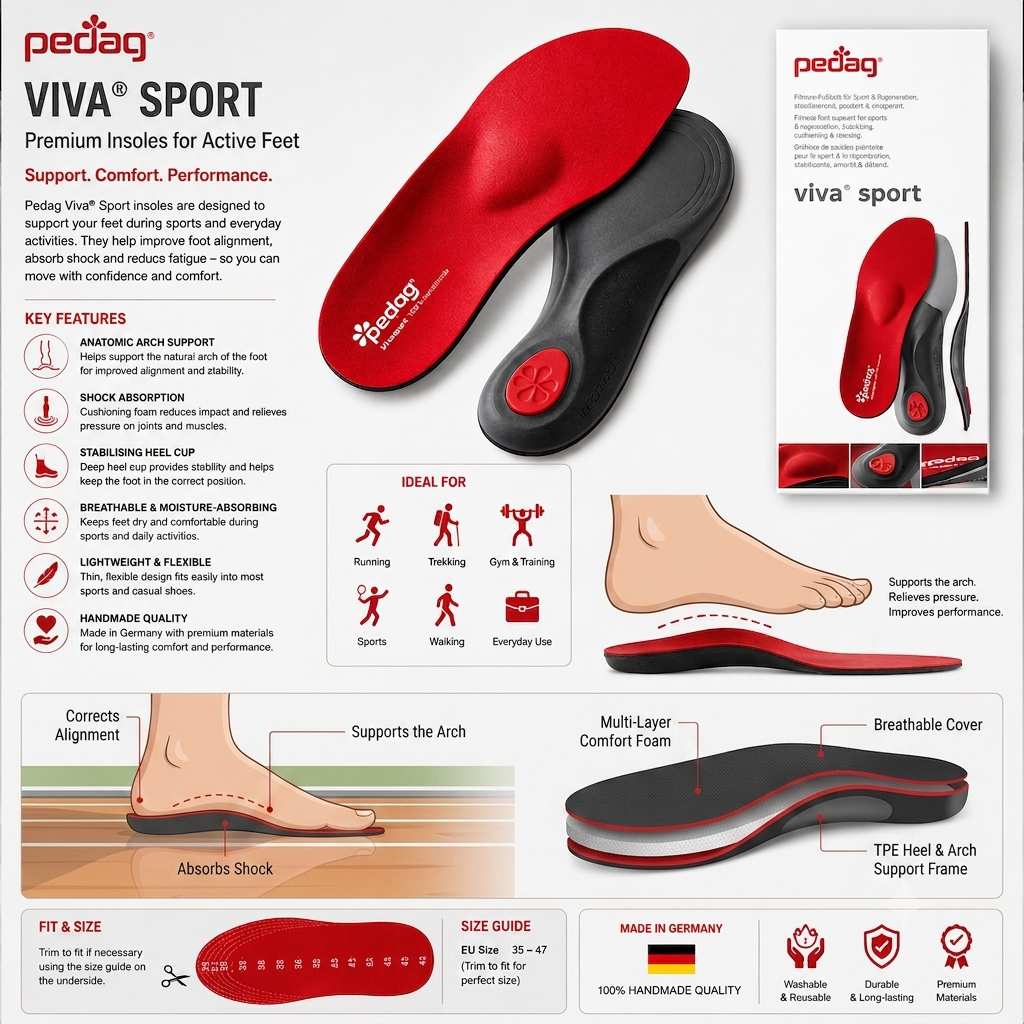 Pedag Viva Sport Fitness Foot Support Insole 181 Red