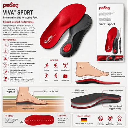 Pedag Viva Sport Fitness Foot Support Insole 181 Red