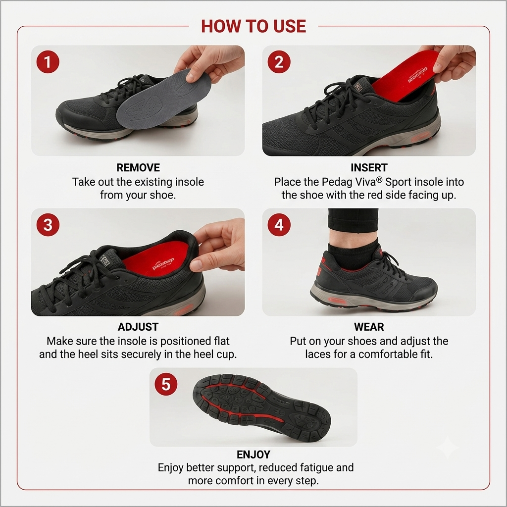Pedag Viva Sport Fitness Foot Support Insole 181 Red