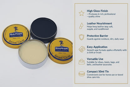 Saphir Beaute du Cuir Amiral Wax Polish 50ml - High Gloss Finish