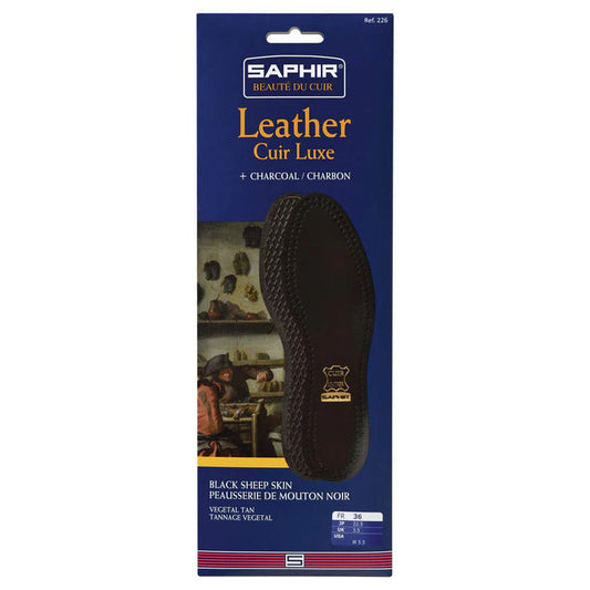 Saphir Leather Cuir Luxe Black and Charcoal Insoles