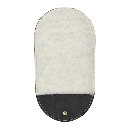 Saphir Polishing Glove Calf Leather & Lambswool Shine Mitt, Black