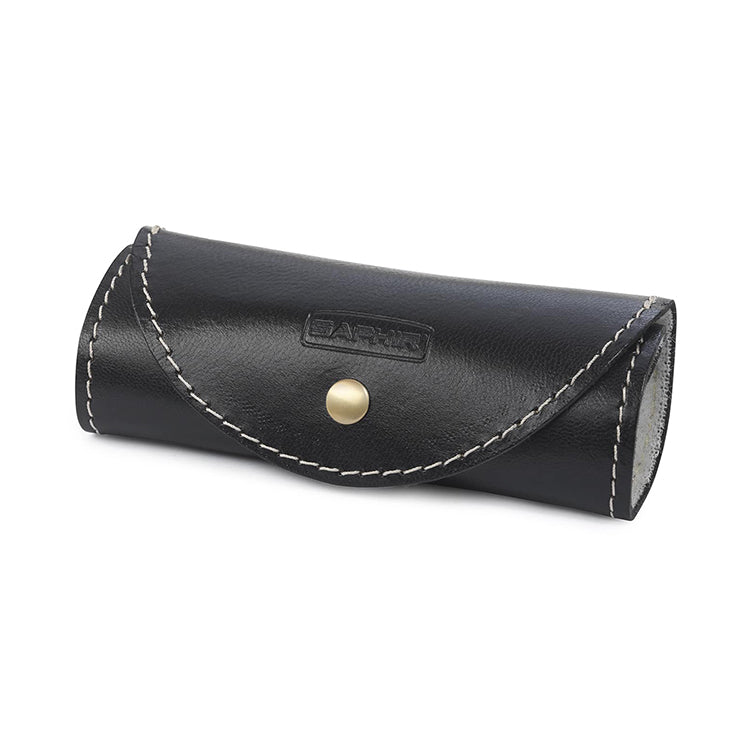 Saphir Polishing Glove Calf Leather & Lambswool Shine Mitt, Black