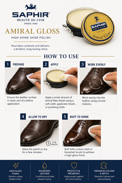 Saphir Beaute du Cuir Amiral Wax Polish 50ml - High Gloss Finish