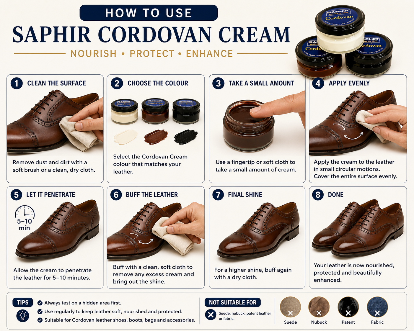 Saphir Cordovan Cream 50ml - Beaute du Cuir Leather Care