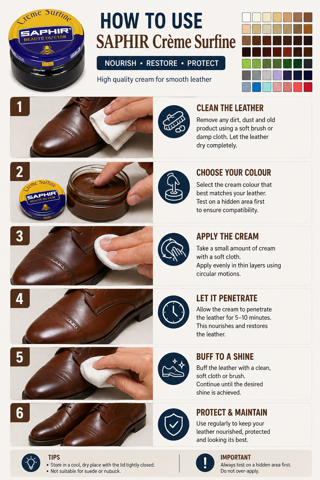 Saphir Creme Surfine Shoe Polish 50ml