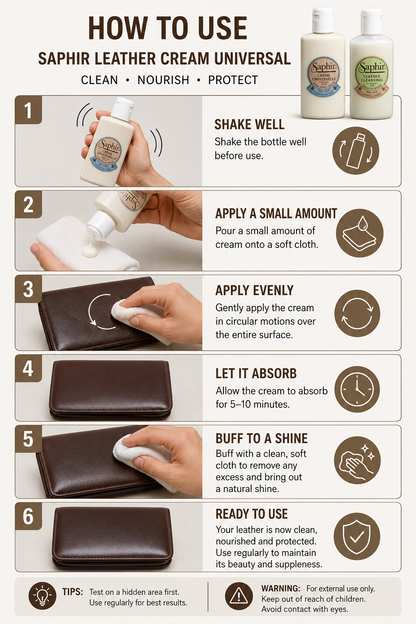 Saphir Creme Leather Balm for Ultimate Leather Care