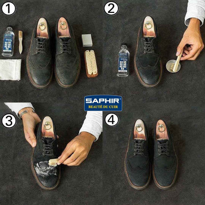 Saphir Omnidaim Suede & Nubuck Cleaner 100ml + Silk Bristle Brush