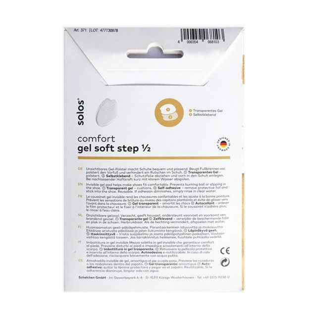 Solos Comfort Gel Soft Step 1/2 Insoles Transparent Self-Adhesive Forefoot Cushion