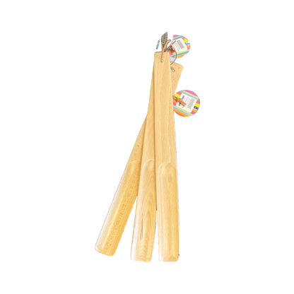 Two wooden sticks with a small bird figurine on a white background