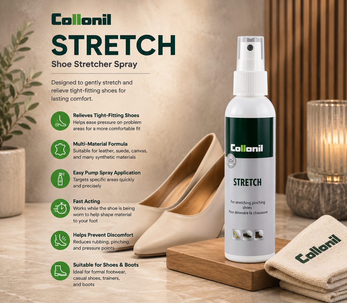 Collonil Hand Pump Stretch spray for softening leather and helping improve shoe comfort