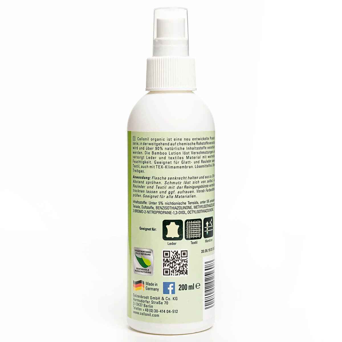 Collonil Organic Clean Bamboo Lotion 200ml with Cloth