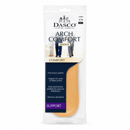 Dasco Arch Comfort Insoles Womens Leather Support Cushion Pads