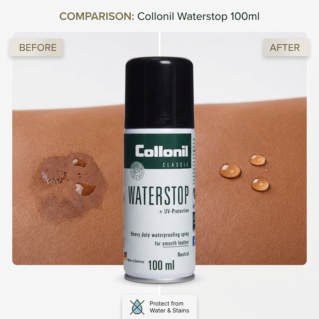 Collonil Waterstop 100ml Duty | Waterproofing Travel-Size Protection for Smooth Leather with UV Defence