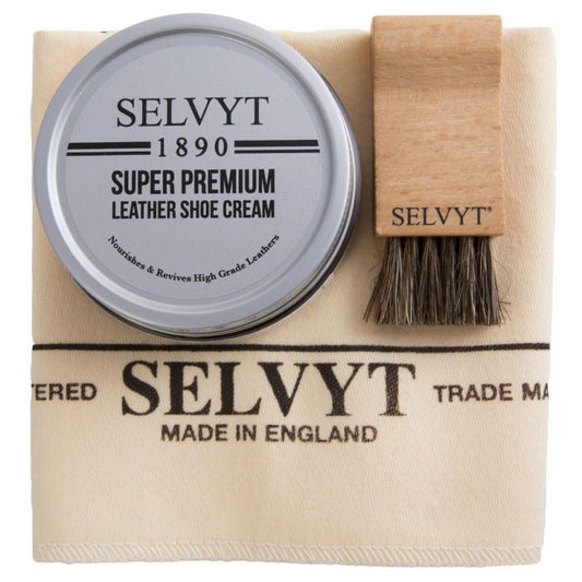 Selvyt 1890 Super Premium Leather Shoe Cream, Jar Brush and Cloth