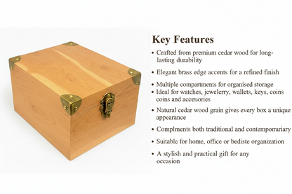 Cedar Wood Valet Box with Brass Edge