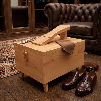 Footrest Cedar Wood Shoe Valet Box