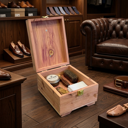 Footrest Cedar Wood Shoe Valet Box