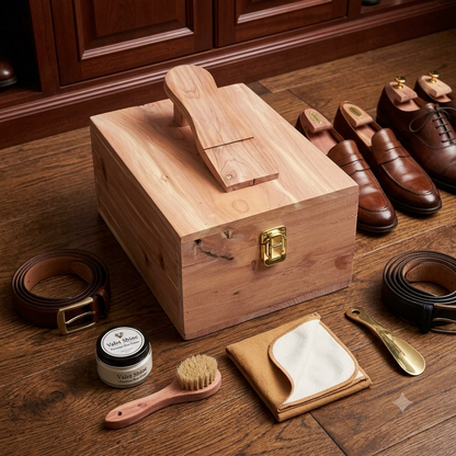 Footrest Cedar Wood Shoe Valet Box